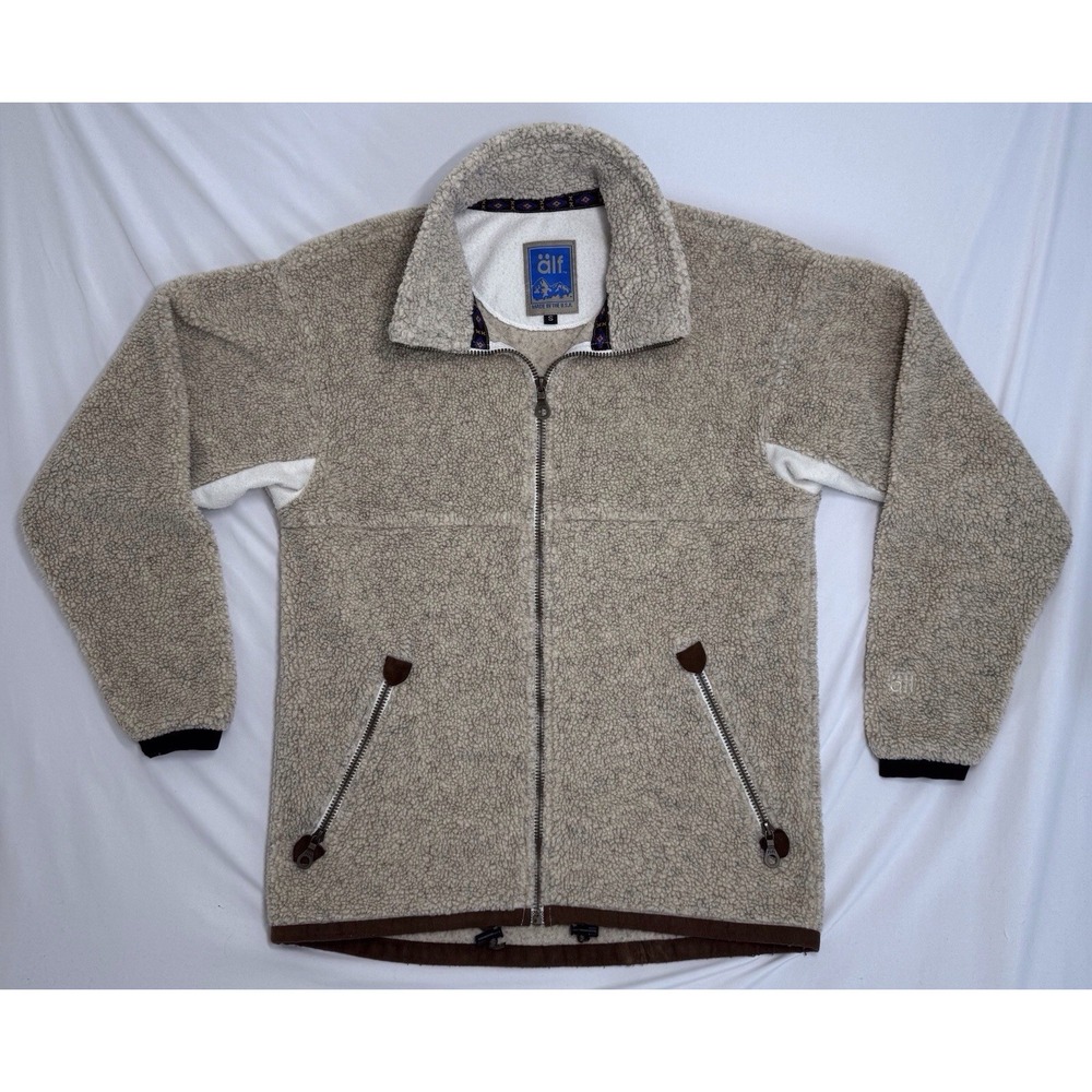 Vintage 90s Alf Kuhl High-Pile Fleece Full-Zip Jacket Tan Size Small